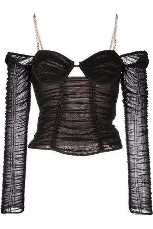 Self-Portrait Crystal-embellished stretch-jersey top