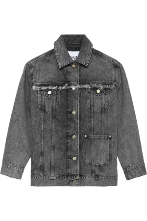 Ganni Frayed-detail washed jacket