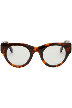 OFF-WHITE Round-frame tortoiseshell glasses
