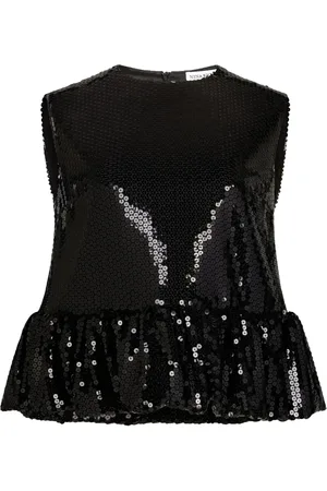 Nina Ricci Sequin-embellished sleeveless peplum top