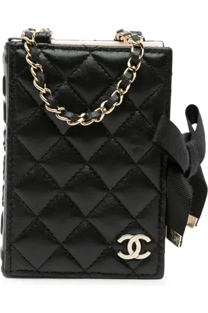 CHANEL 2021-2024 Quilted Lambskin Book Card Holder On Chain crossbody bag