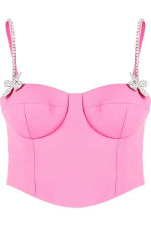 AREA Butterfly-appliqué wool bustier top