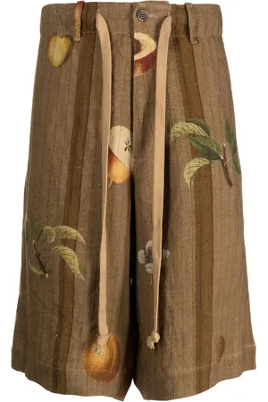 UMA WANG Fruit-print linen shorts