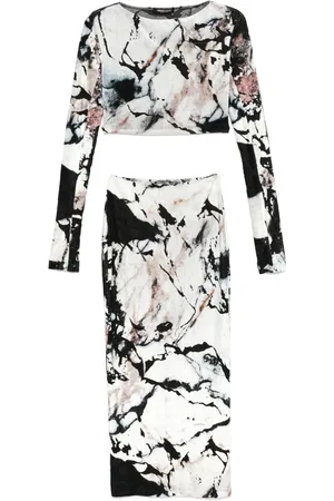 Roberto Cavalli Marble-print skirt set