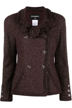 CHANEL 2008 metallic-knit double-breasted jacket