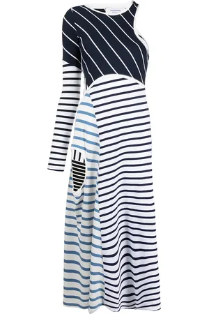 Marine Serre Striped cut-out asymmetric dress