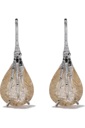 WOUTERS & HENDRIX 18kt gold quartz claw rutilated earrings