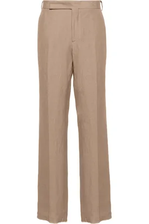 LARDINI Mid-rise tailored linen trousers