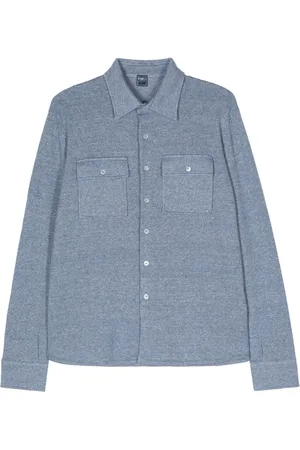 FEDELI Cashmere-linen blend long-sleeve shirt