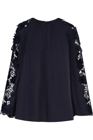 Oscar de la Renta Water Lily guipure trapeze blouse