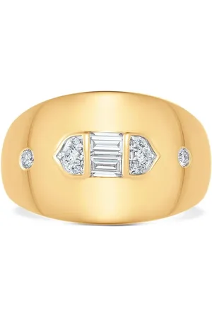 Sara Weinstock 18kt yellow Aurora Taj diamond baguette signet ring