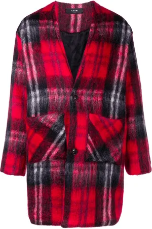 AMIRI Oversized tartan mohair-blend cardigan coat