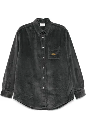 Drôle de Monsieur Embroidered-logo corduroy shirt