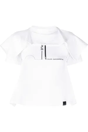 Courrèges Ruffled layer slogan T-shirt