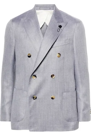 LARDINI Double-breasted twill blazer