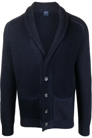 FEDELI Shawl-collar ribbed cardigan