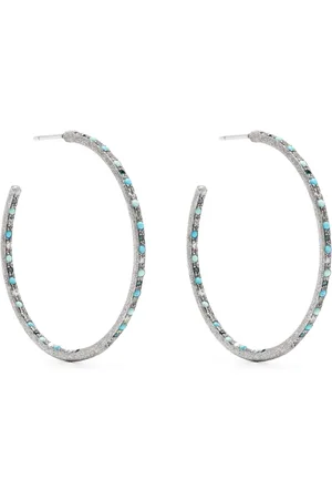 CAROLINA BUCCI 18kt white gold diamond and turquoise hoop earrings