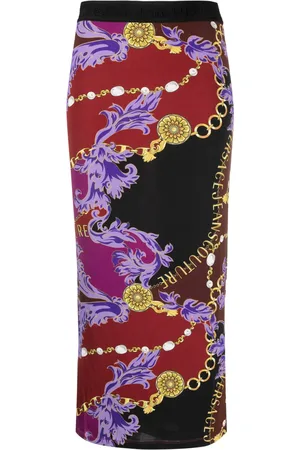 VERSACE Logo Couture-print midi skirt