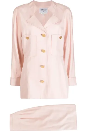 CHANEL 1990-2000 single-breasted silk skirt suit