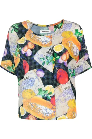 HENRIK VIBSKOV Graphic-print silk T-shirt