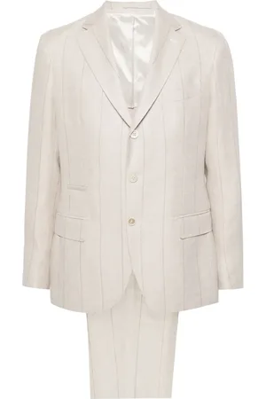 ELEVENTY Linen-blend pinstripe suit