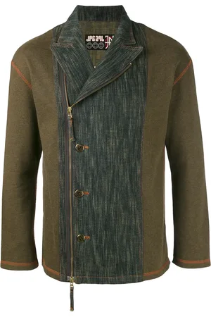 Jean Paul Gaultier Washed denim panel biker jacket