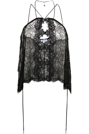 The Attico Halterneck sheer lace top