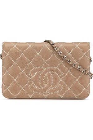 CHANEL 2014 Quilted Calfskin Stitched CC Wallet on Chain crossbody bag