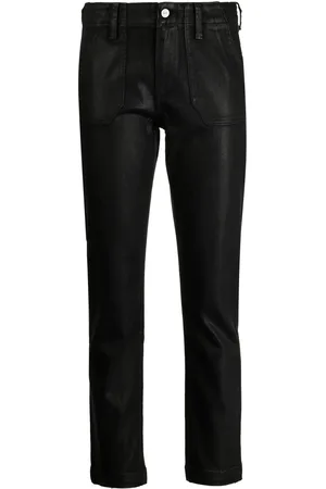 Paige Coated-finish cropped jeans