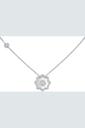 David Morris 18kt white gold Astra diamond and mother-of-pearl necklace