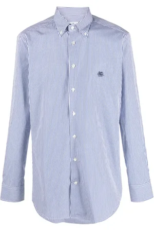 Etro Pegaso-motif striped cotton shirt