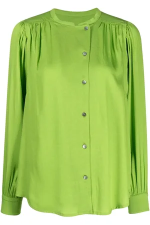 YVES SALOMON Gathered-detail off-centre blouse