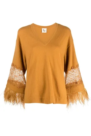 Paula Floral-lace detail knitted top