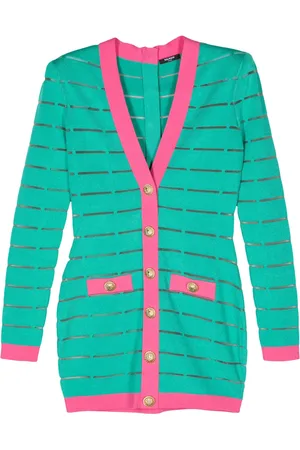 Balmain Button-embellishment knitted mini dress