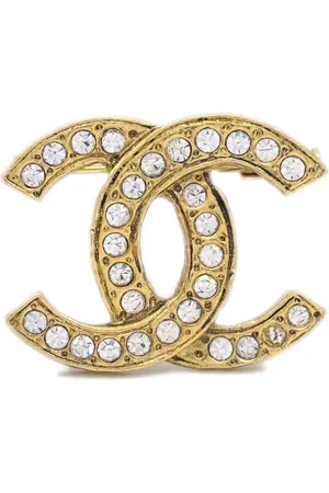 CHANEL 1980-1990s CC rhinestone brooch