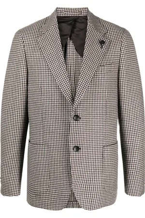 LARDINI Houndstooth-pattern wool blazer