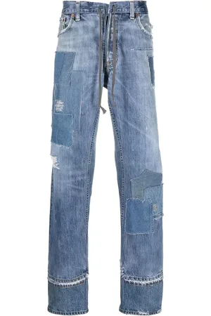 GREG LAUREN Patchwork-detail straight-leg jeans