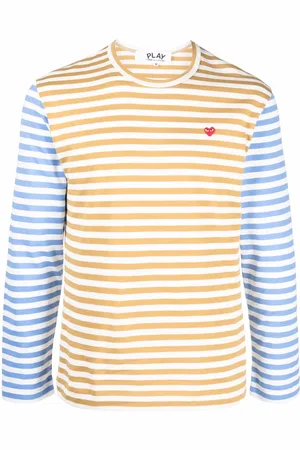 Comme des Garçons Logo-embroidered stripe-print T-shirt