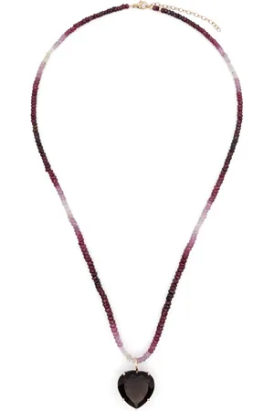 JIA JIA 14kt yellow gold Heart-pendant ruby and smoky quartz necklace