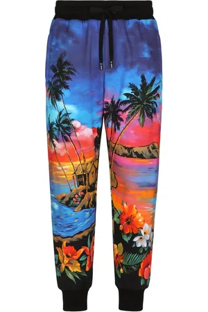 Dolce & Gabbana Tropical-print drawstring track pants