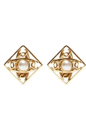 CHANEL 1988 CC faux-pearl clip-on earrings