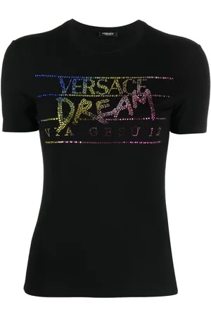 VERSACE Rhinestone-embellished slogan T-shirt