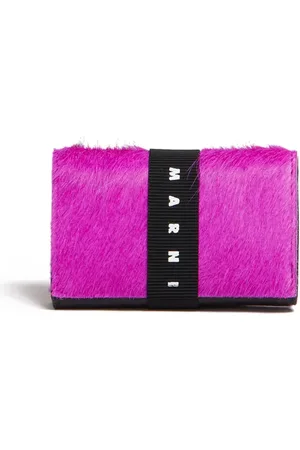 Marni Logo-strap brushed-effect wallet