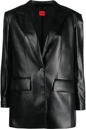 HUGO BOSS Logo-debossed single-breasted blazer