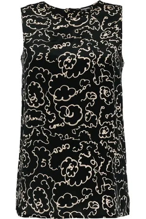 CHANEL 1990-2000s logo-print silk blouse