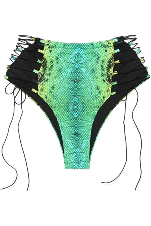 Noire Swimwear Snake-print high-waist bikini bottoms