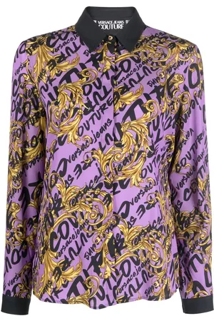 VERSACE Baroque graffiti-print shirt