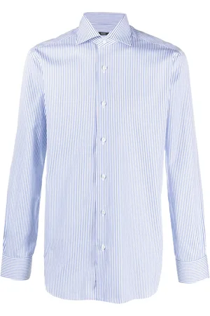 BARBA Classic-collar striped shirt