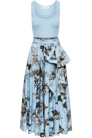 Oscar de la Renta Flora & Fauna-print sleeveless midi dress