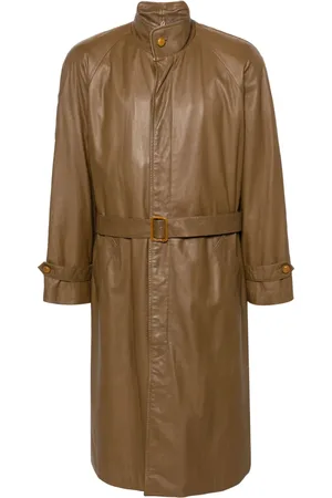 VALENTINO GARAVANI 1980s stand-up collar belted leather coat
